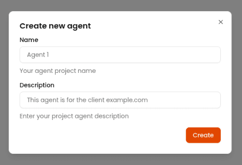 Create agent dialog