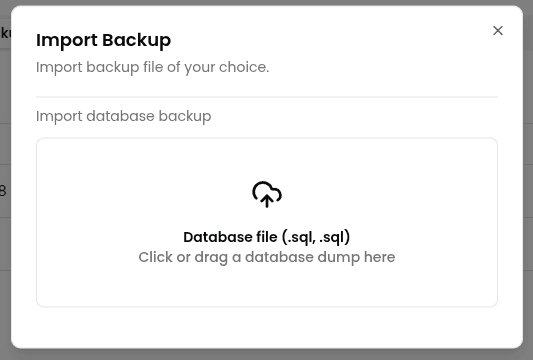 Import backup dialog