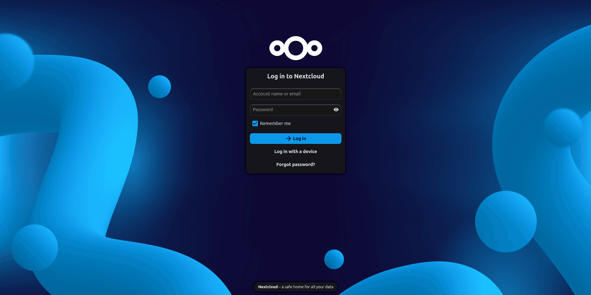 Nextcloud login screen