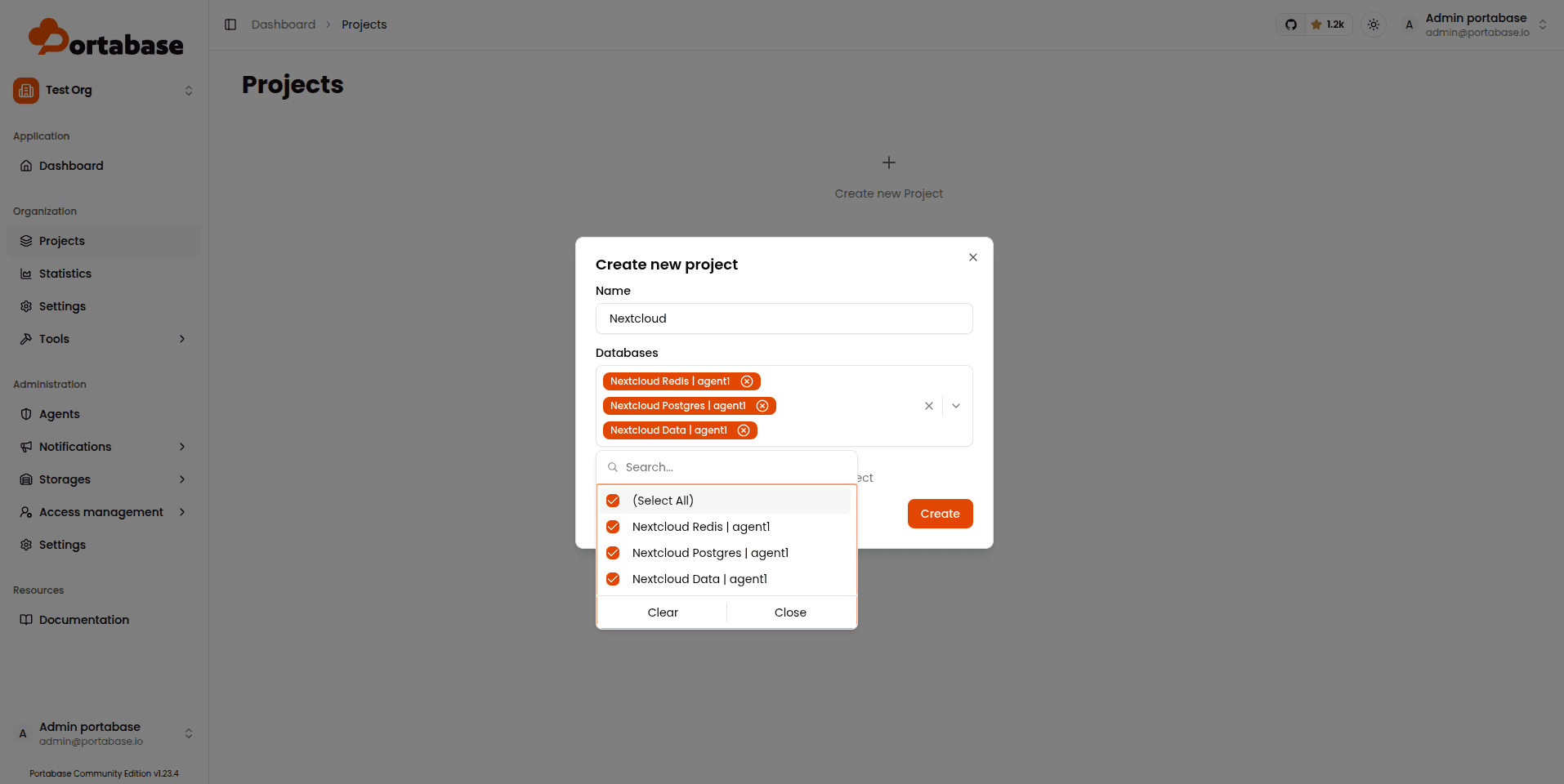 Selecting the Docker volume to protect