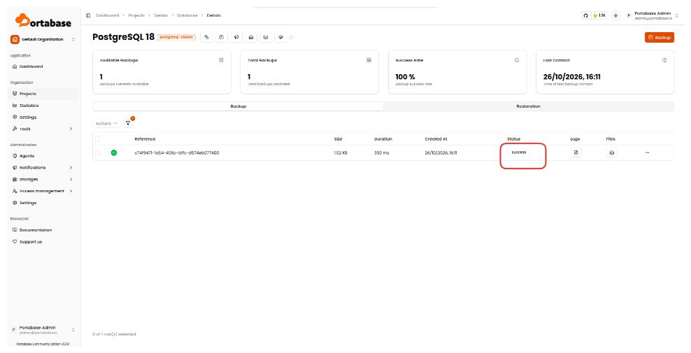 PostgreSQL 18 backup completed successfully