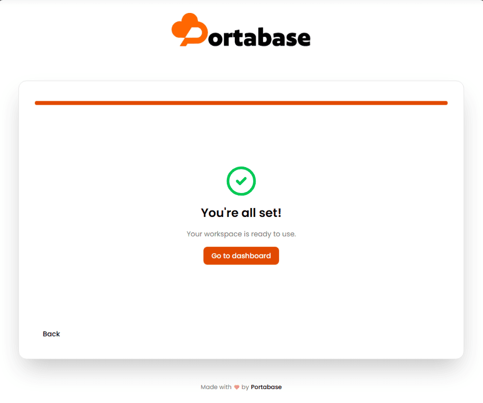 Completion of the Portabase configuration wizard