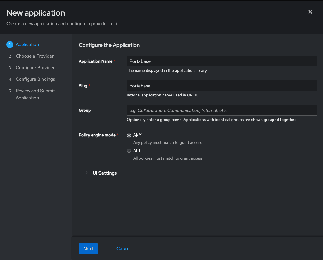 Authentik - Configure the application