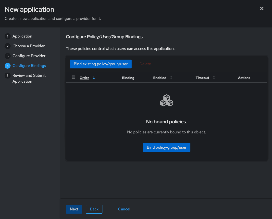 Authentik - Configure bindings