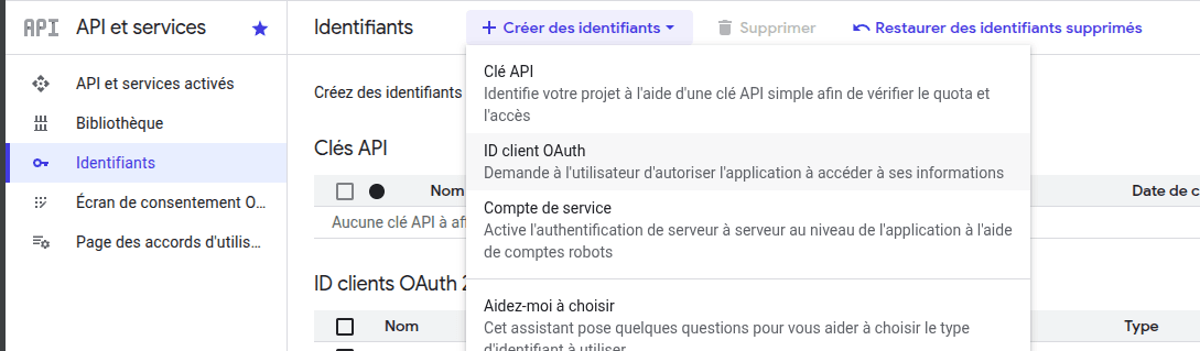 Google Cloud Console configuration